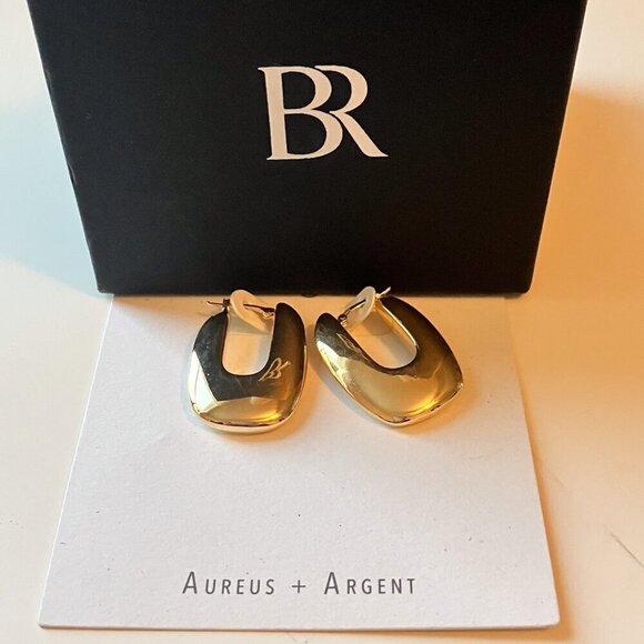 NWT Banana Republic Ravena U-Profile Earrings Aureus + Argent 12K-gold plated - Picture 2 of 3